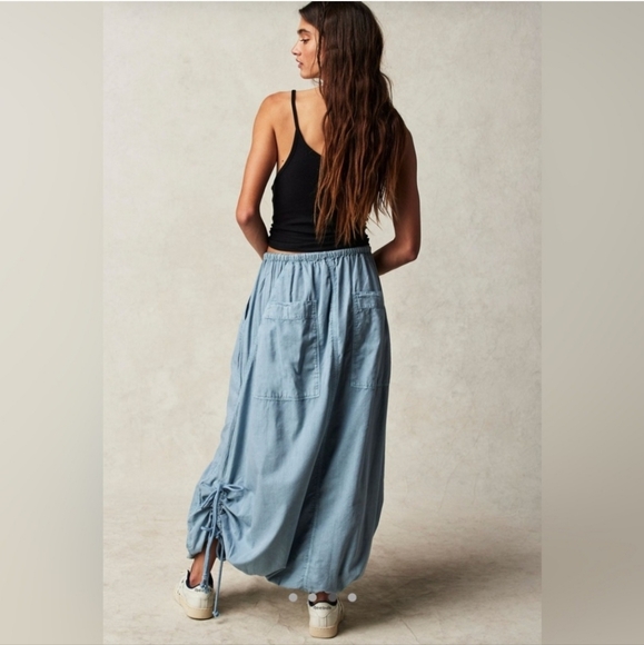 Free People Picture Perfect Parachute Skirt Stormy Weather Blue Oversized XL - Picture 3 of 9